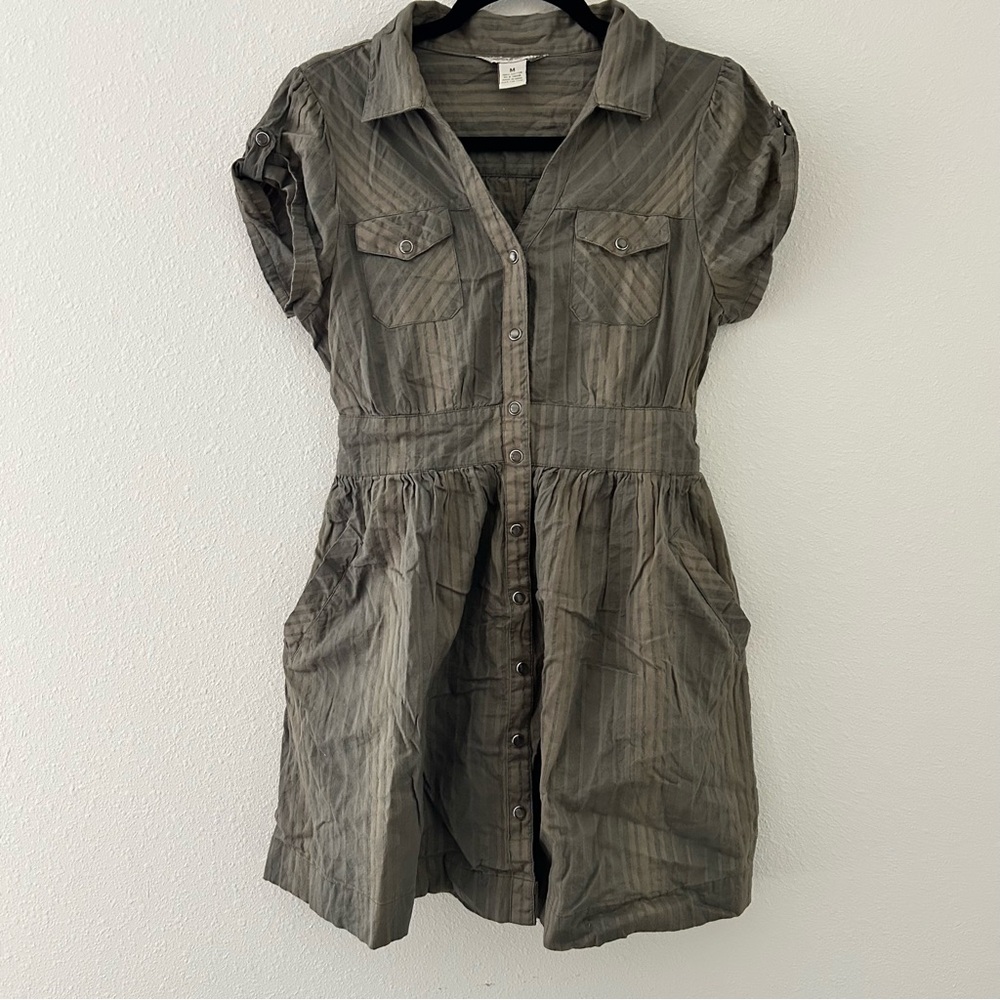 Fun & Flirt Khaki Striped Mini Dress